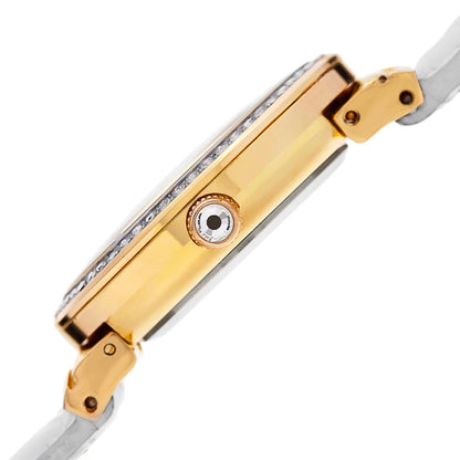 Akribos XXIV Yellow Gold Ion Plated Alloy Case on White Strap, White Dial with Gold Tone Hands