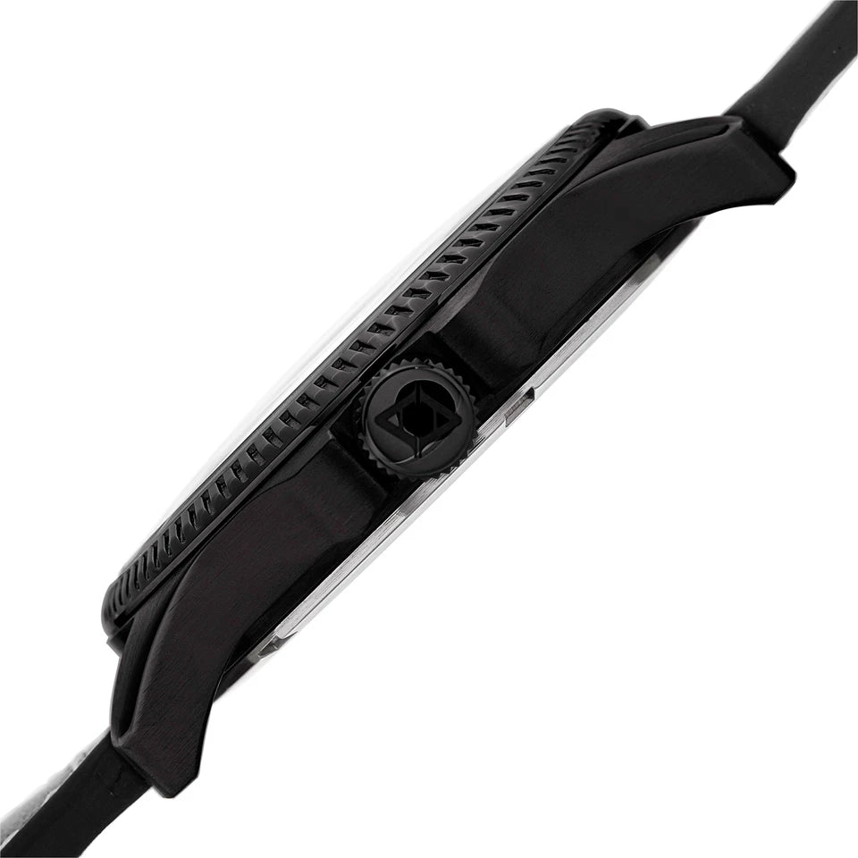 Akribos XXIV Black Case on Black Strap, Black Dial with Black and White Hands