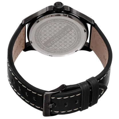 Akribos XXIV Black Case on Black Strap, Black Dial with Black and White Hands