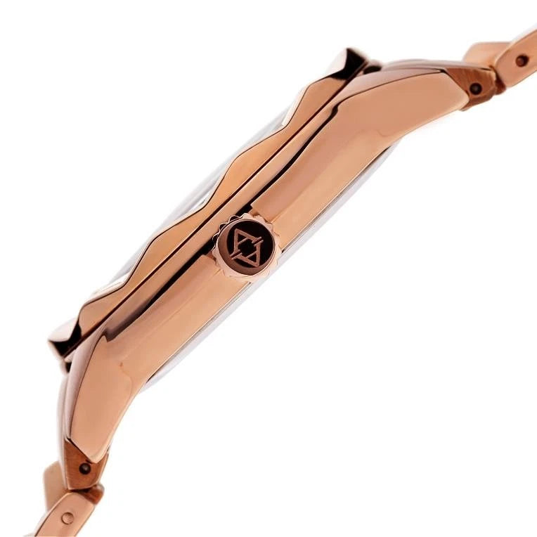 Akribos XXIV Rose Gold Tone Stainless Steel Case on Rose Gold Bracelet, Silver Dial with Rose Gold Tone Hands