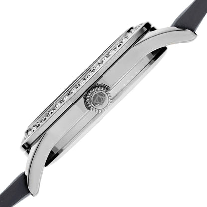 Akribos XXIV Silver Tone Case on Gray Strap, White Mother of Pearl and Silver Dial with Silver Tone Hands