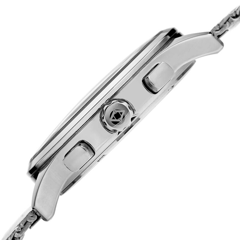 Akribos XXIV Silver Tone Case on Silver Bracelet, Navy Dial with Silver Tone Hands