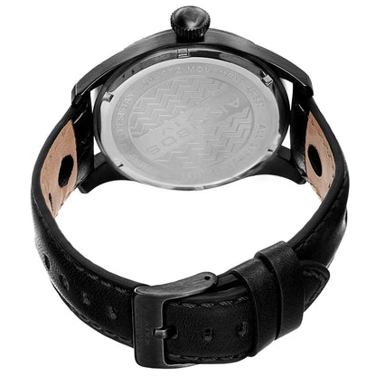 Akribos XXIV Black Case on Black Strap, Black Dial with Silver Tone and Red Hands