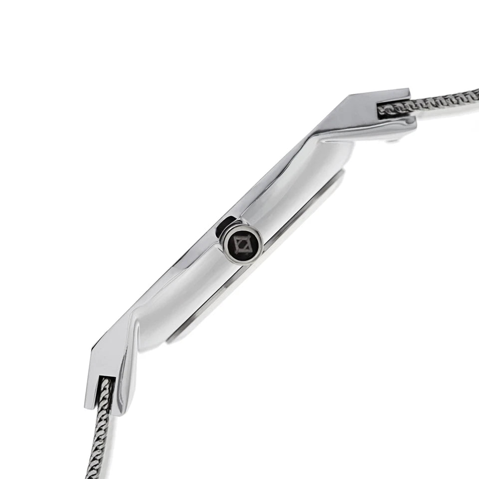 Akribos XXIV Silver tone Case on Silver Bracelet, Black Dial with Black Hands