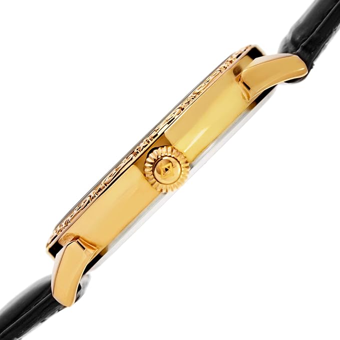 Akribos XXIV Gold Tone Case on Black Strap, Silver Dial with Gold Tone Hands