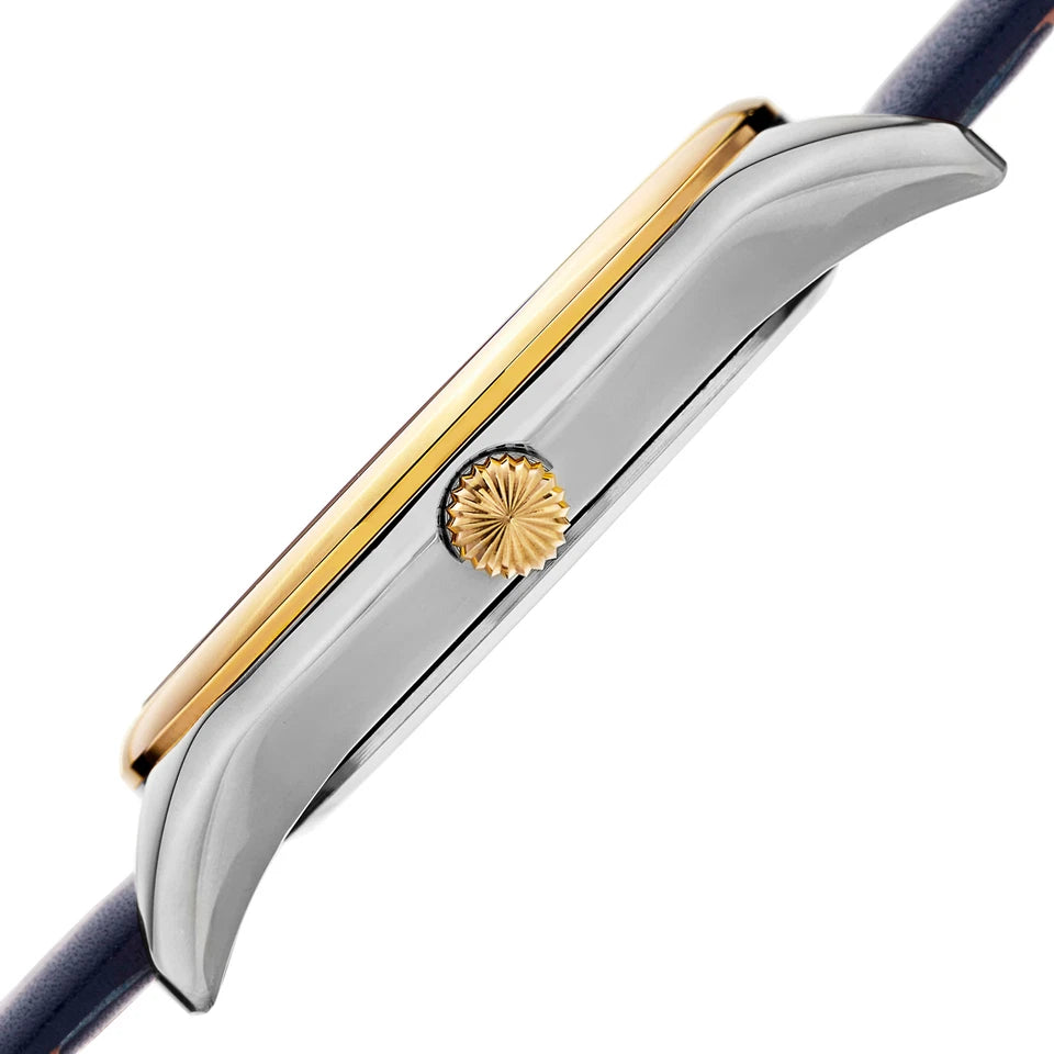 Akribos XXIV Two Tone Case on Blue Strap, Blue Dial with Gold Tone Hands