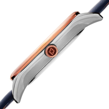 Akribos XXIV Two Tone Case on Blue Strap, Blue Dial with Rose Gold Tone Hands