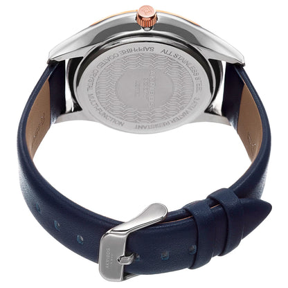 Akribos XXIV Two Tone Case on Blue Strap, Blue Dial with Rose Gold Tone Hands