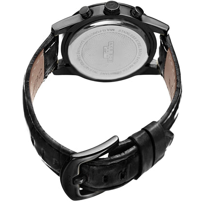 Akribos XXIV Black Case on Black Strap, Silver Dial with Gold Tone Hands