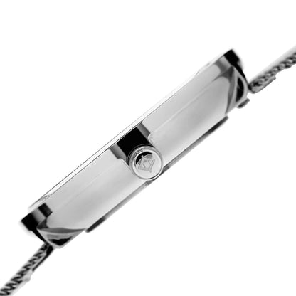 Akribos XXIV Silver Tone Case on Silver Bracelet, White Dial with Silver Tone Hands