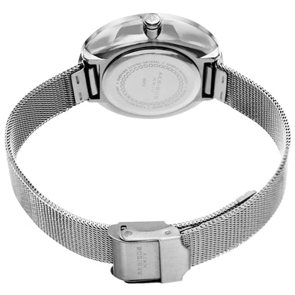 Akribos XXIV Silver Tone Case on Silver Bracelet, White Dial with Silver Tone Hands