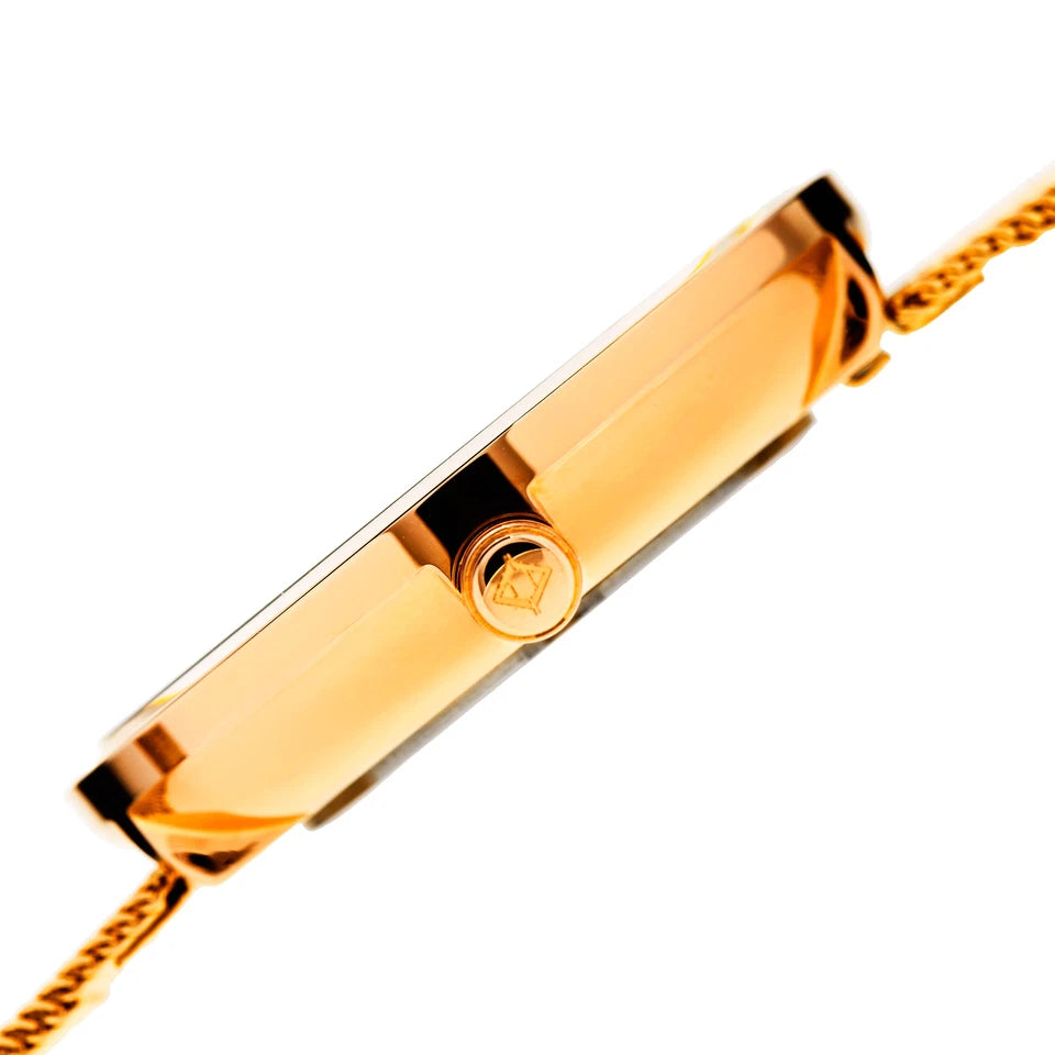 Akribos XXIV Gold Tone Case on Yellow Gold Bracelet, White Dial with Gold Tone Hands