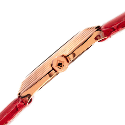 Akribos XXIV Rose Gold Tone Case on Red Strap, White Mother of Pearl Dial with Rose Gold Tone Hands