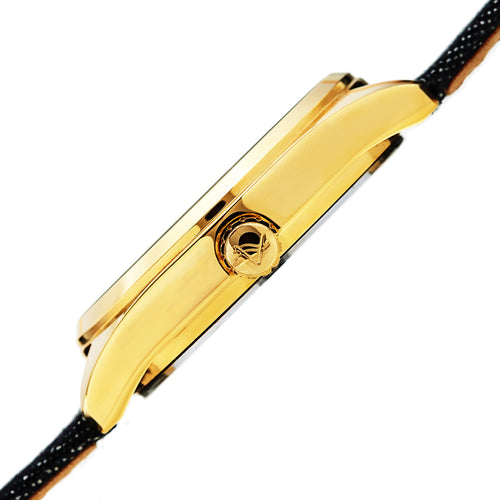 Akribos XXIV Gold Tone Case on Black Denim Strap, Black Dial with Gold Tone Hands