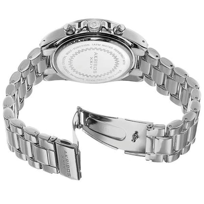 Akribos XXIV Silver Alloy Flashed Case on Silver Bracelet, Green Dial with Silver Tone Hands