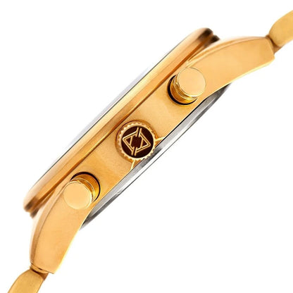 Akribos XXIV Gold Tone Case on Gold Tone Bracelet, Pink Dial with Gold Tone Hands