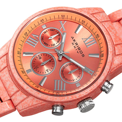Akribos XXIV Peach case on Peach Bracelet, Peach dial with Silver Tone Hands