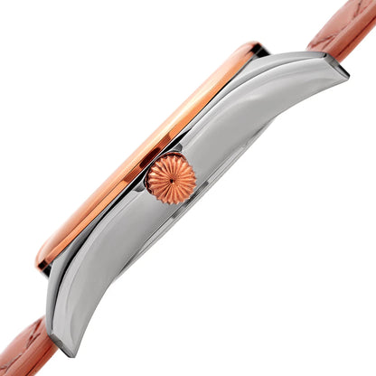 Akribos XXIV Two Tone Case on Mauve Strap, White Mother of Pearl and Silver Dial with Rose Gold Tone Hands