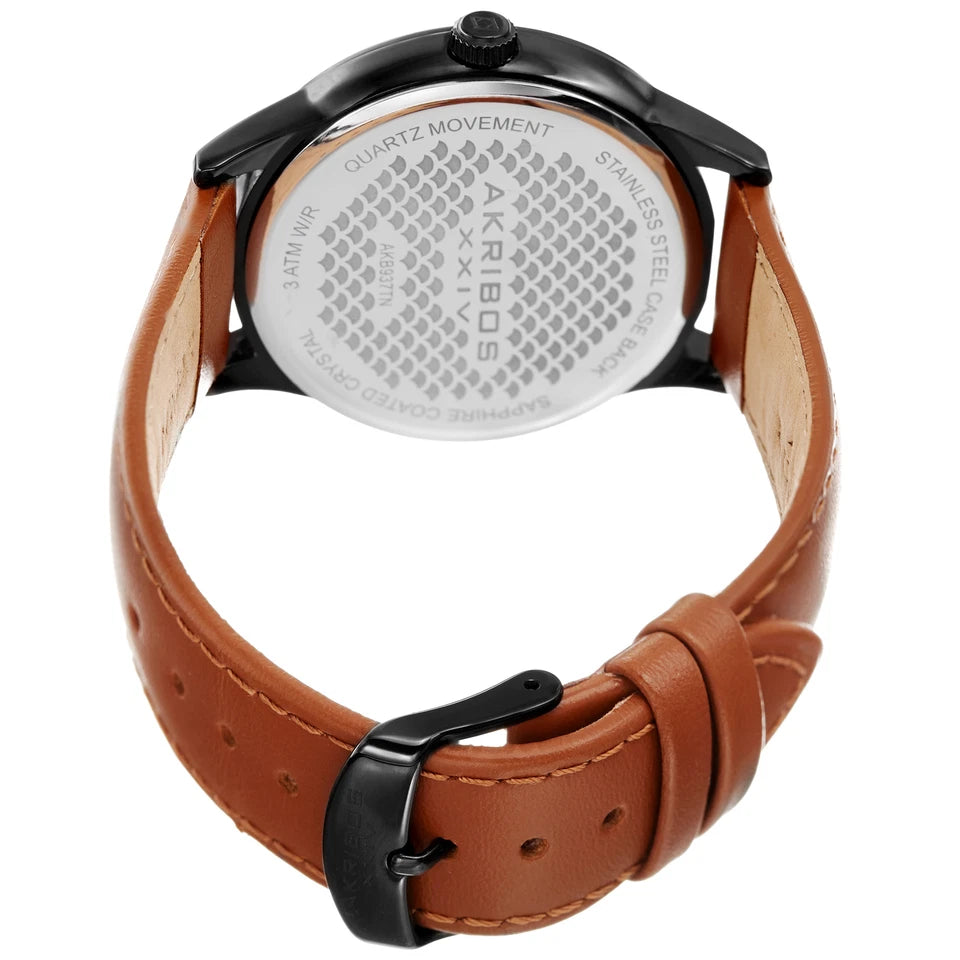 Akribos XXIV IPB VERSION TIGER EYE DIAL TAN STRAP