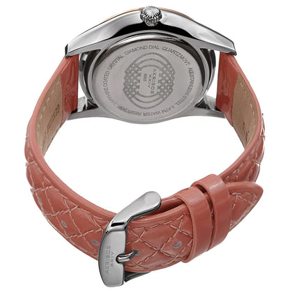 Akribos XXIV Two Tone Case on Mauve Strap, White Mother of Pearl and Silver Dial with Rose Gold Tone Hands