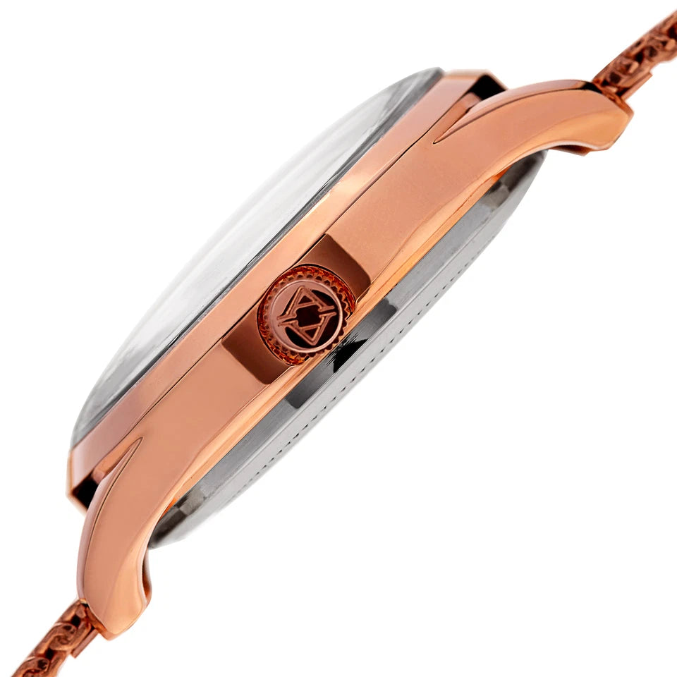 Akribos XXIV Rose Gold Tone Case on Rose Gold Tone Bracelet, Gray Dial with Rose Gold Tone Hands