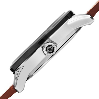 Akribos XXIV Ion Plated Two Tone Gun and Silver Case, Green and Yellow Dial, Brown Strap