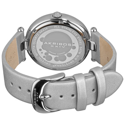 Akribos XXIV Silver Ion Plated Alloy Case on Silver Strap, White Mother of Pearl and Silver Dial with Silver Tone Hands