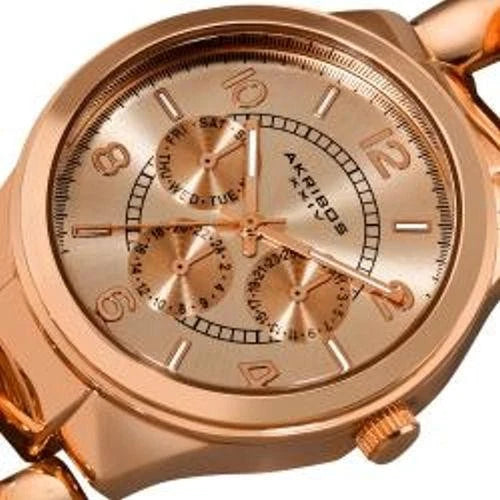 Akribos XXIV Rose Gold Flashed Alloy Case on Rose Gold Bracelet, Rose Gold Dial with Rose Gold Tone Hands