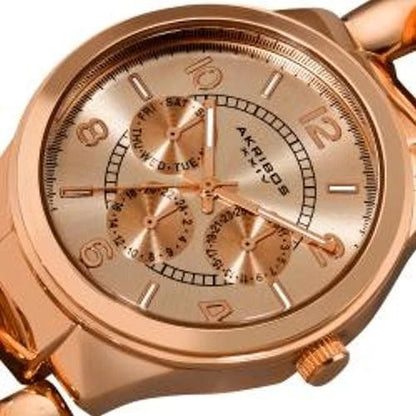 Akribos XXIV Rose Gold Flashed Alloy Case on Rose Gold Bracelet, Rose Gold Dial with Rose Gold Tone Hands