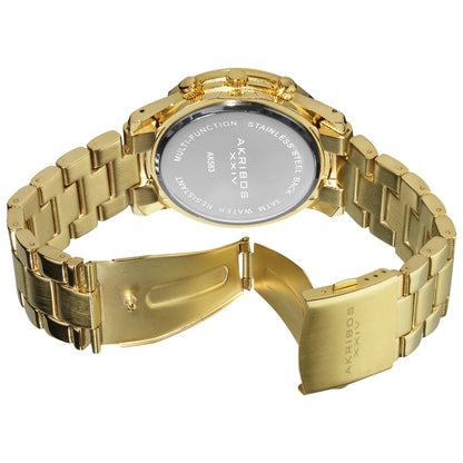 Akribos XXIV Yellow Gold Flashed Alloy Case on Yellow Gold Bracelet, Yellow Gold Dial with Gold Tone Hands
