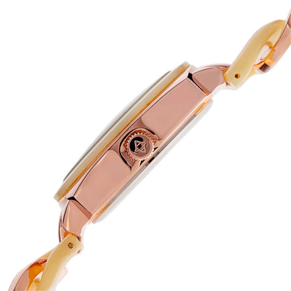 Akribos XXIV Rose Gold Flashed Alloy Case on Rose Gold and Cream Bracelet, Rose Gold Dial with Rose Gold Tone Hands