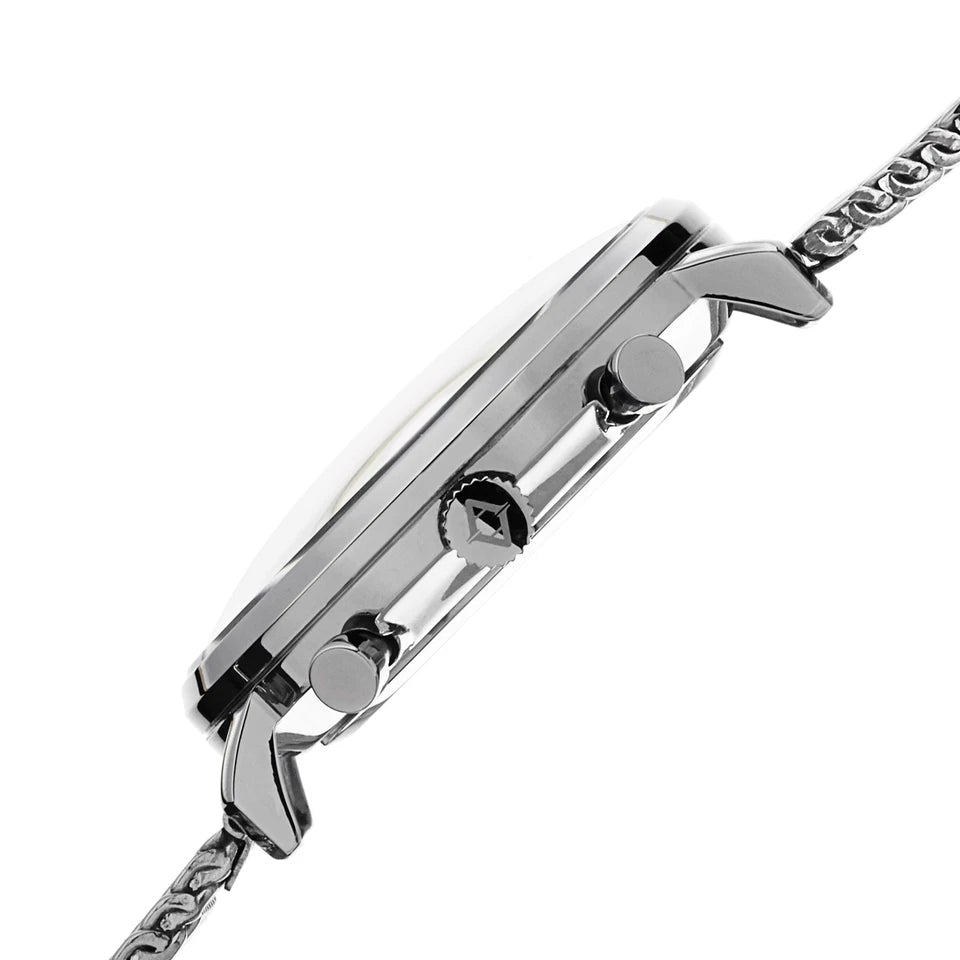 Akribos XXIV Stainless Steel Case on Silver Bracelet, Beige Dial with Silver Tone Hands