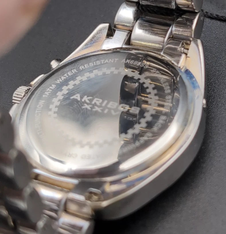 Akribos XXIV Silver Flashed Alloy Case on Silver Bracelet, Silver Dial with Silver Tone Hands