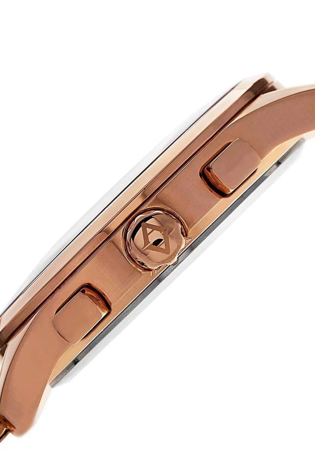 Akribos XXIV Rose Gold Ion Plated Stainless Steel Case on Rose Gold Bracelet, Black Dial with Rose Gold Tone Hands