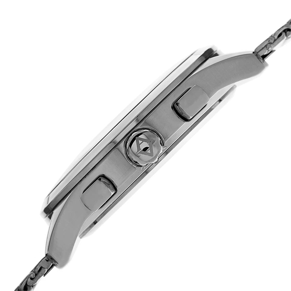 Akribos XXIV Stainless Steel Case on Silver Bracelet, Silver Dial with Black Hands