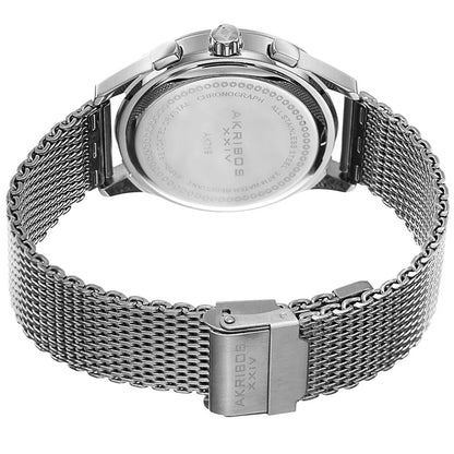 Akribos XXIV Stainless Steel Case on Silver Bracelet, Silver Dial with Black Hands