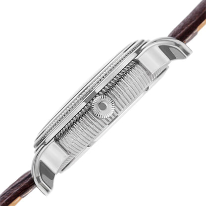 Akribos XXIV Stainless Steel Case on Brown Embossed Leather Strap, Dark Gray Dial with Silver Tone Hands