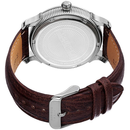 Akribos XXIV Stainless Steel Case on Brown Embossed Leather Strap, Dark Gray Dial with Silver Tone Hands