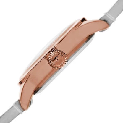 Akribos XXIV Rose Gold Ion Plated Alloy Case on White Strap, Silver Dial with Rose Gold Tone Hands