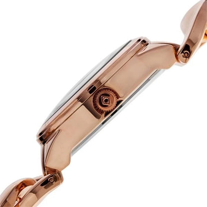 Akribos XXIV Rose Gold Flashed Alloy Case on Rose Gold Chain Style Bracelet, Royal Blue Dial with Rose Gold Tone Hands