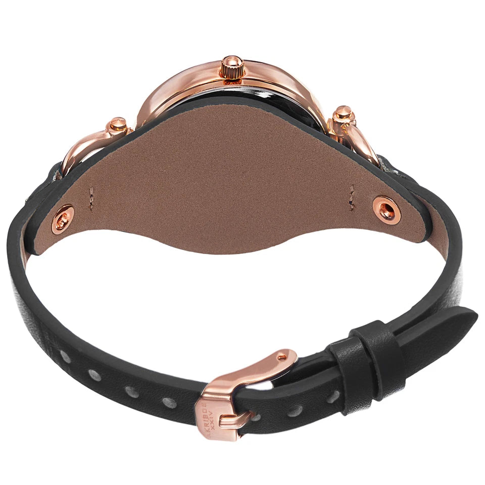 Akribos XXIV Rose Gold Ion Plated Alloy Case on Dark Gray Strap, Dark Gray Dial with Rose Gold Tone Hands