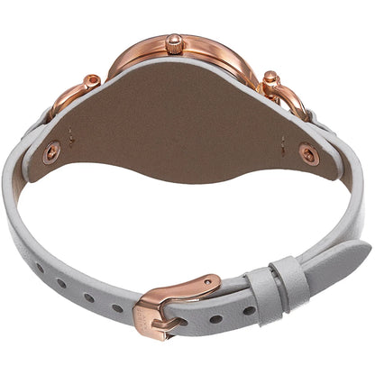 Akribos XXIV Rose Gold Ion Plated Alloy Case on White Strap, Silver Dial with Rose Gold Tone Hands