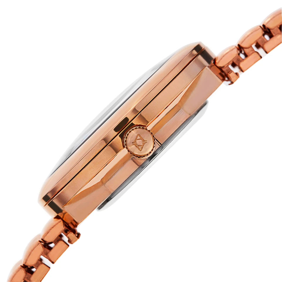 Akribos XXIV Rose Gold Flashed Alloy Case on Rose Gold Bracelet, Pink Mother of Pearl Dial with Rose Gold Tone Hands
