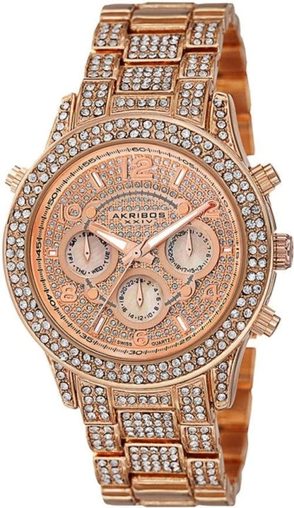 Akribos XXIV Rose Gold Alloy Flashed Case on Rose Gold Bracelet, Rose Gold Dial with Rose Gold Tone Hands