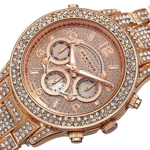 Akribos XXIV Rose Gold Alloy Flashed Case on Rose Gold Bracelet, Rose Gold Dial with Rose Gold Tone Hands