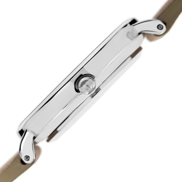 Akribos XXIV Silver Tone Case on Beige Strap, Silver Dial with Silver Tone Hands