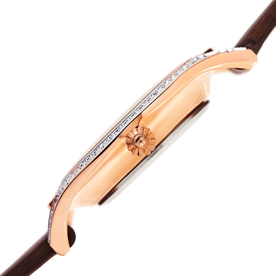 Akribos XXIV Rose Gold Tone Case on Brown Strap, Rose Gold Dial with Brown Hands