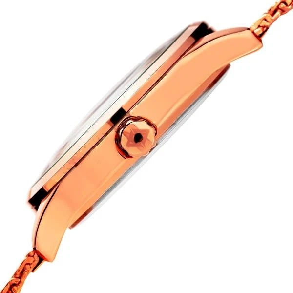 Akribos XXIV Rose Gold Tone Case on Rose Gold Bracelet, Black Dial with Rose Gold Tone Hands