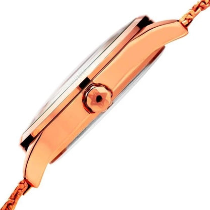 Akribos XXIV Rose Gold Tone Case on Rose Gold Bracelet, Black Dial with Rose Gold Tone Hands