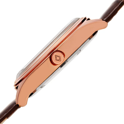 Akribos XXIV Rose Gold Tone Case on Brown Strap, Gold Dial with Rose Gold Tone Hands